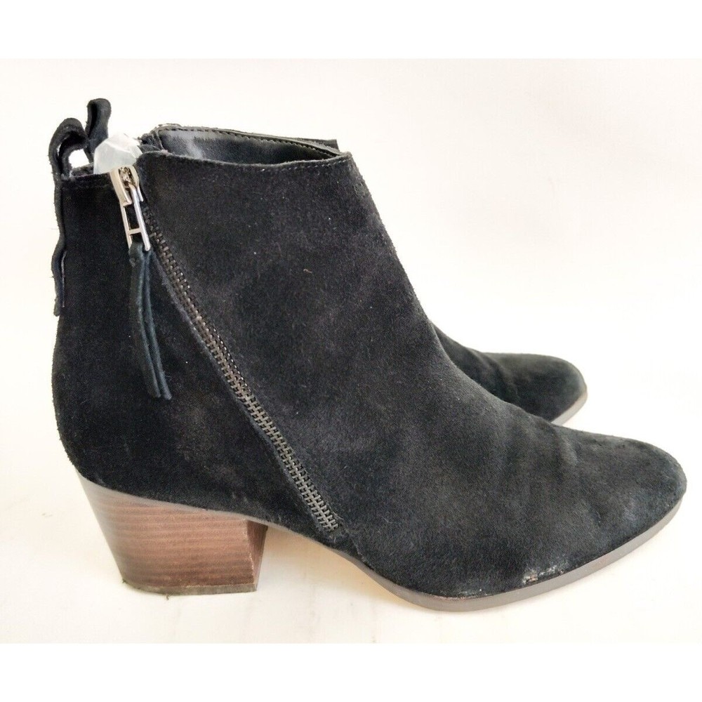 Sole Society Suede Black Ankle Boots Bootie Side Zip Size 9.5 Womens Preppy